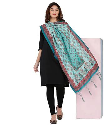 Digital motif print cotton maslin silk stall or scarf dupatta wear on kurti for women and girls 2