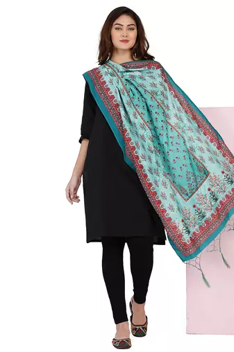 Digital motif print cotton maslin silk stall or scarf dupatta wear on kurti for women and girls