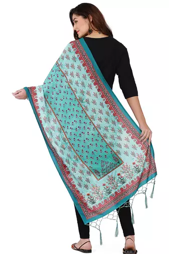 Digital motif print cotton maslin silk stall or scarf dupatta wear on kurti for women and girls