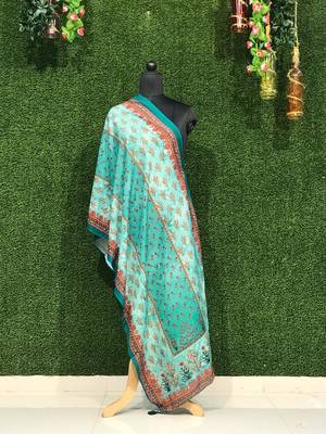 Digital motif print cotton maslin silk stall or scarf dupatta wear on kurti for women and girls 5
