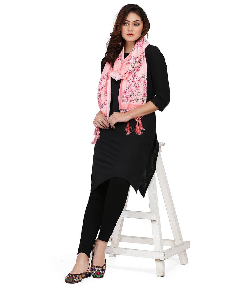 Digital motif print cotton maslin silk stall or scarf dupatta wear on kurti for women and girls