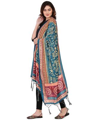Digital motif print cotton maslin silk stall or scarf dupatta wear on kurti for women and girls 1