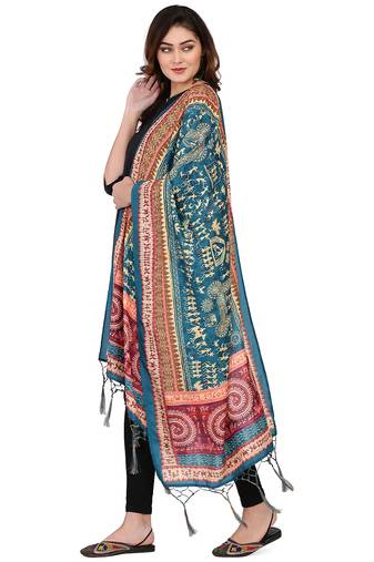 Digital motif print cotton maslin silk stall or scarf dupatta wear on kurti for women and girls