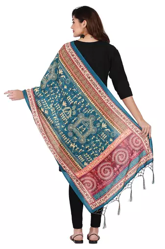 Digital motif print cotton maslin silk stall or scarf dupatta wear on kurti for women and girls