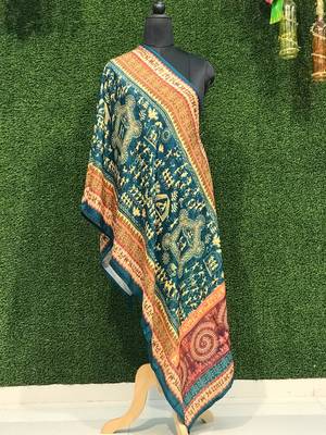 Digital motif print cotton maslin silk stall or scarf dupatta wear on kurti for women and girls 5
