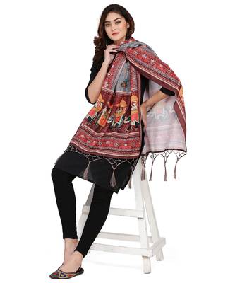 Digital motif print cotton maslin silk stall or scarf dupatta wear on kurti for women and girls 2