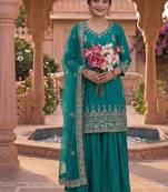 Rama sequin Embroidery Work Silk Blend Lehenga choli
