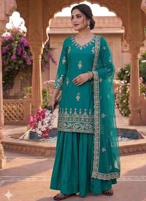 Rama sequin Embroidery Work Silk Blend Lehenga choli 2
