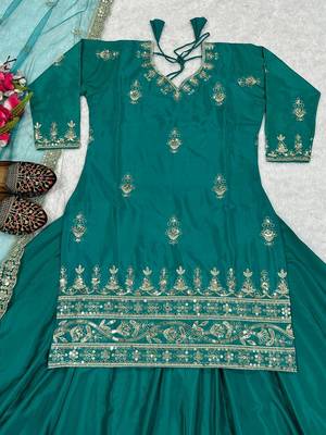Rama sequin Embroidery Work Silk Blend Lehenga choli 3