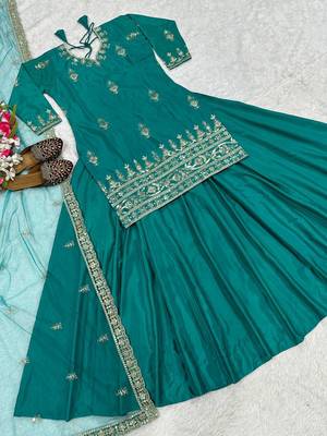 Rama sequin Embroidery Work Silk Blend Lehenga choli 5
