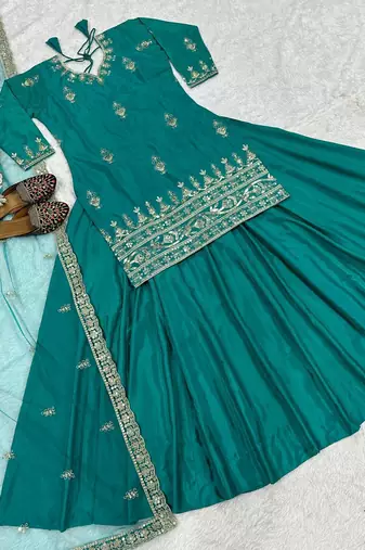 Rama sequin Embroidery Work Silk Blend Lehenga choli