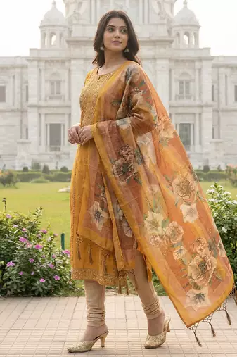 Traditional ethnic motif print  assm silk dupatta