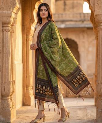 Traditional ethnic motif print  assm silk dupatta 1