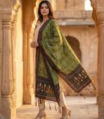 Traditional ethnic motif print  assm silk dupatta