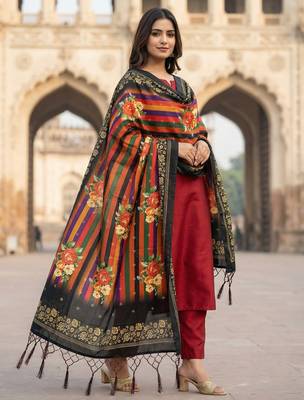 Traditional ethnic motif print  assm silk dupatta 1