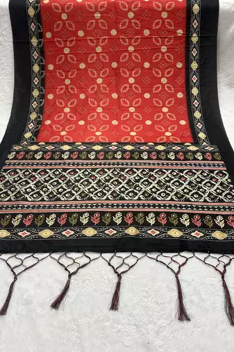 Traditional ethnic motif print  assm silk dupatta