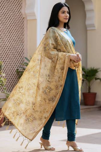 Traditional ethnic motif print  assm silk dupatta