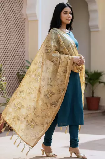 Traditional ethnic motif print  assm silk dupatta