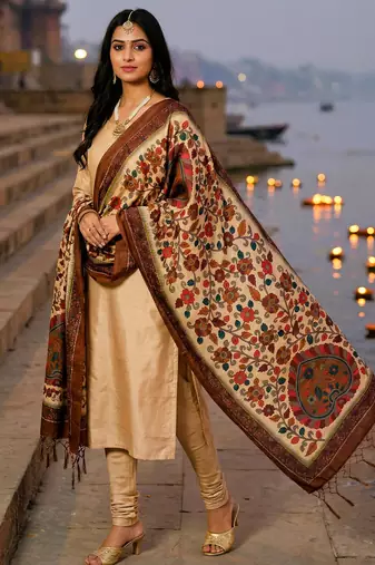 Traditional ethnic motif print  assm silk dupatta