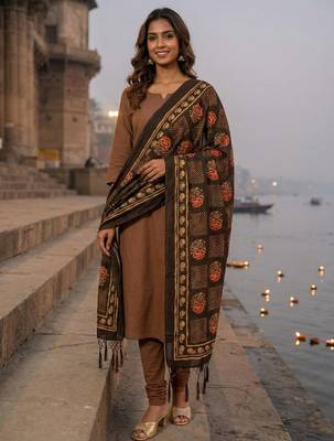 Traditional ethnic motif print  assm silk dupatta 1