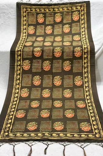 Traditional ethnic motif print  assm silk dupatta