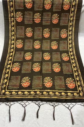 Traditional ethnic motif print  assm silk dupatta