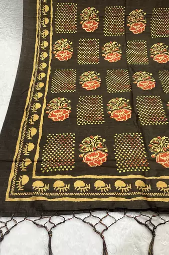 Traditional ethnic motif print  assm silk dupatta