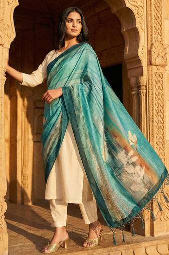Traditional ethnic motif print  assm silk dupatta