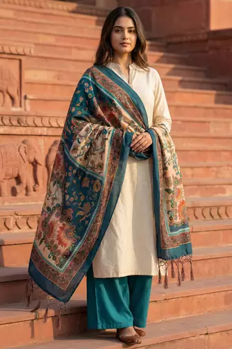 Traditional ethnic motif print  assm silk dupatta