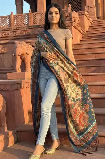 Traditional ethnic motif print  assm silk dupatta