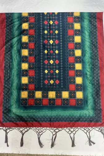 Traditional ethnic motif print  assm silk dupatta