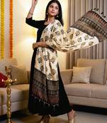 Block ethnic motif print  chinon silk dupatta