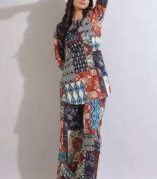Women printed cotton patchwork co-ord set