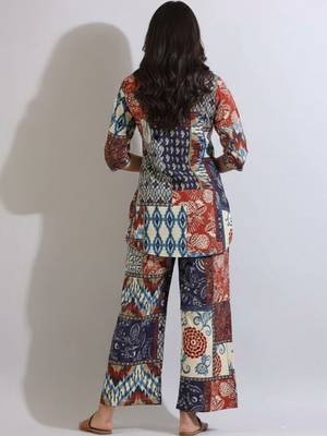 Women printed cotton patchwork co-ord set 2