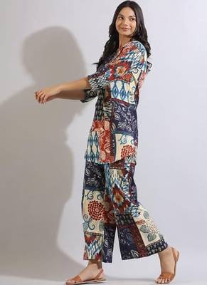 Women printed cotton patchwork co-ord set 3