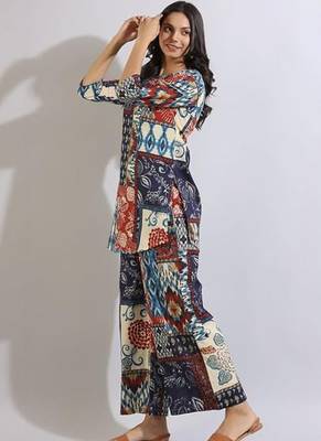 Women printed cotton patchwork co-ord set 4
