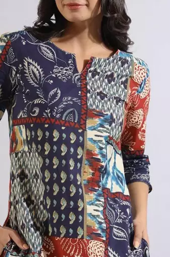 Women printed cotton patchwork co-ord set