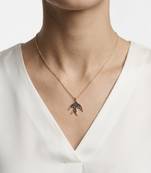 925 Sterling Silver Gold Black CZ Swallow  Bird Pendant Necklace Set  for Women