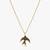925 Sterling Silver Gold Black CZ Swallow  Bird Pendant Necklace Set  for Women