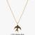 925 Sterling Silver Gold Black CZ Swallow  Bird Pendant Necklace Set  for Women