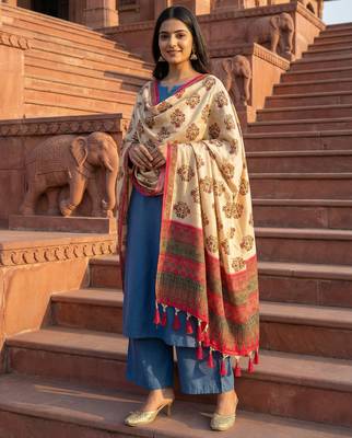 Block ethnic motif print  chinon silk dupatta 1