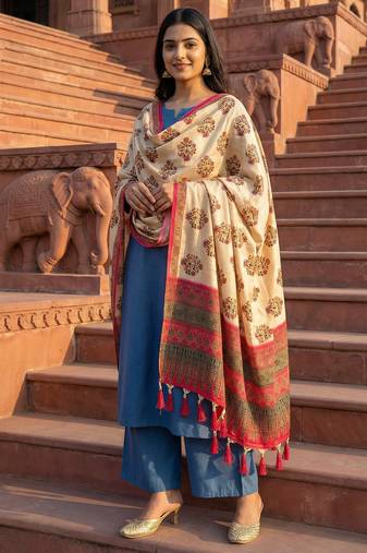 Block ethnic motif print  chinon silk dupatta