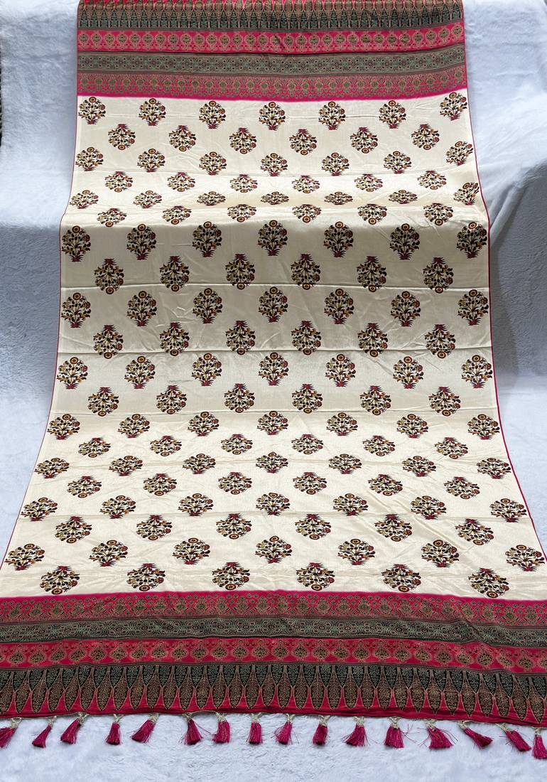 Block ethnic motif print  chinon silk dupatta