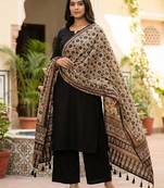 Block ethnic motif print  chinon silk dupatta