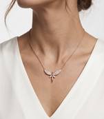 925 Sterling Silver Rose Gold CZ Fairy Angle  Pendant Necklace Set  for Women