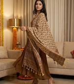 Block ethnic motif print  chinon silk dupatta