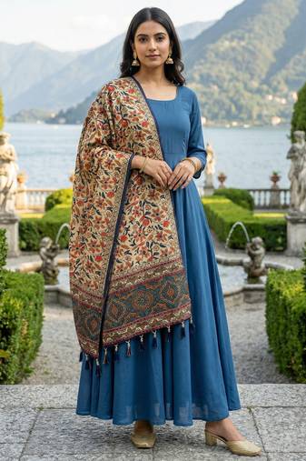 Block ethnic motif print  chinon silk dupatta