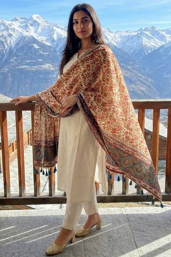 Block ethnic motif print  chinon silk dupatta
