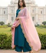 Dyed orgenza dupatta with sequance lace