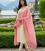 Dyed orgenza dupatta with sequance lace